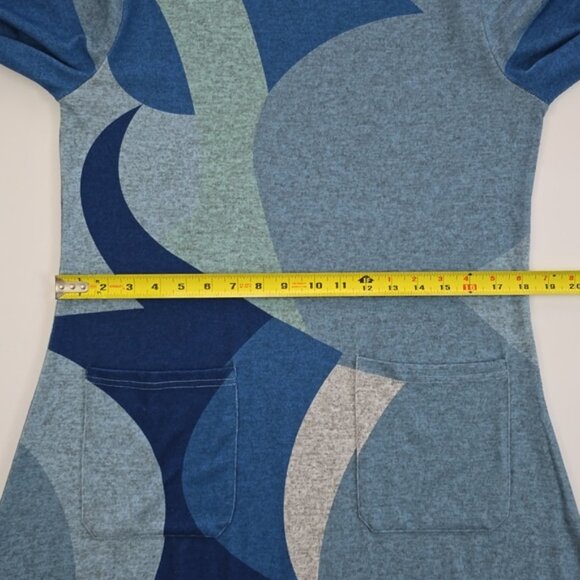 Papa Vancouver Blue Multi Pattern Tunic Top Patch Pockets V Neckline Size M - Picture 11 of 12